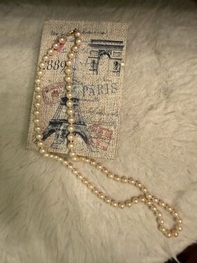 Classic Monet Cream Glass Pearl Hand Knotted Necklace